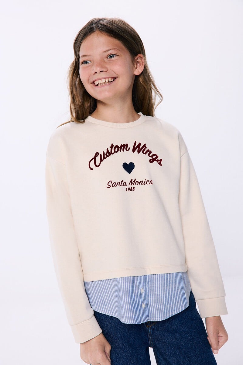 Cortefiel Sudadera bimateria niña