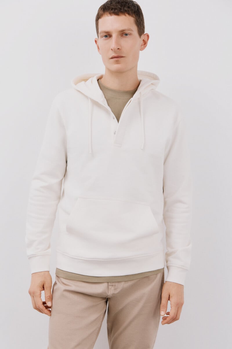 Cortefiel Sudadera Capucha Con Botones