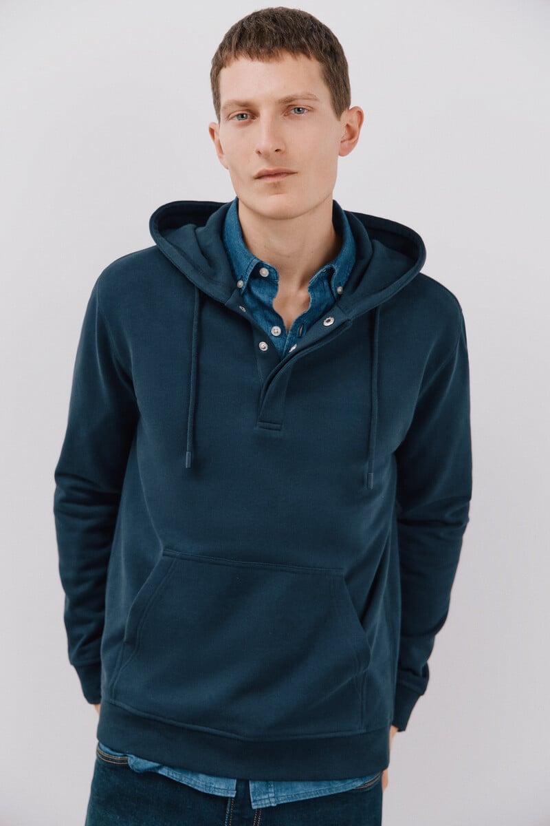 Cortefiel Sudadera Capucha Con Botones