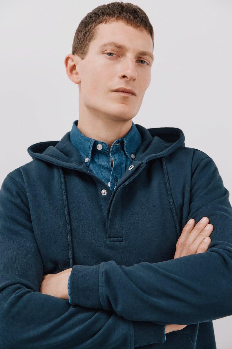 Cortefiel Sudadera capucha con botones