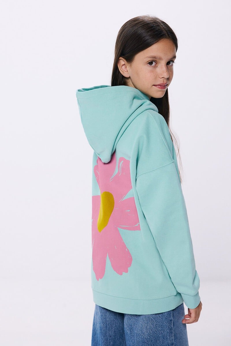 Cortefiel Sudadera Capucha Flor Niña