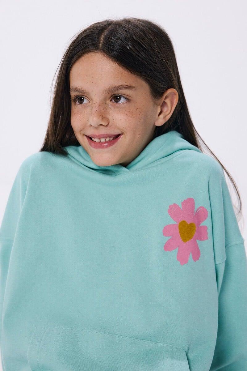 Cortefiel Sudadera Capucha Flor Niña