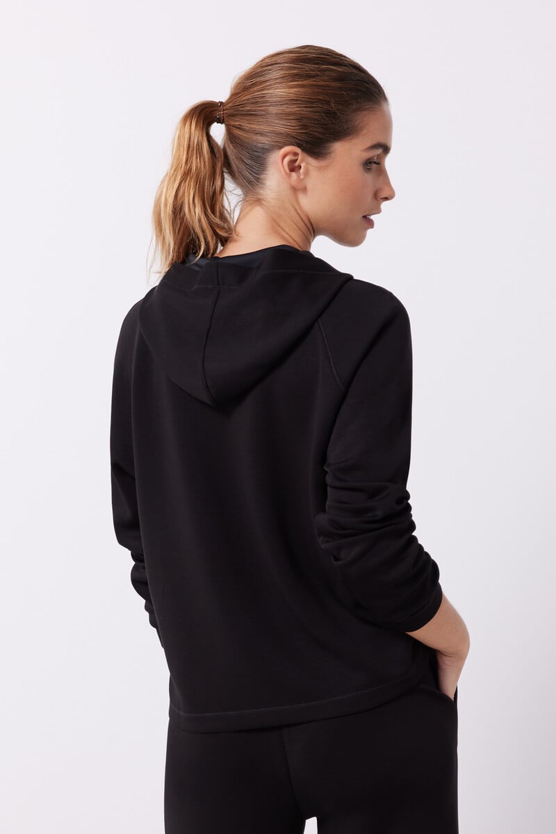 Cortefiel Sudadera Capucha Tacto Suave Negro