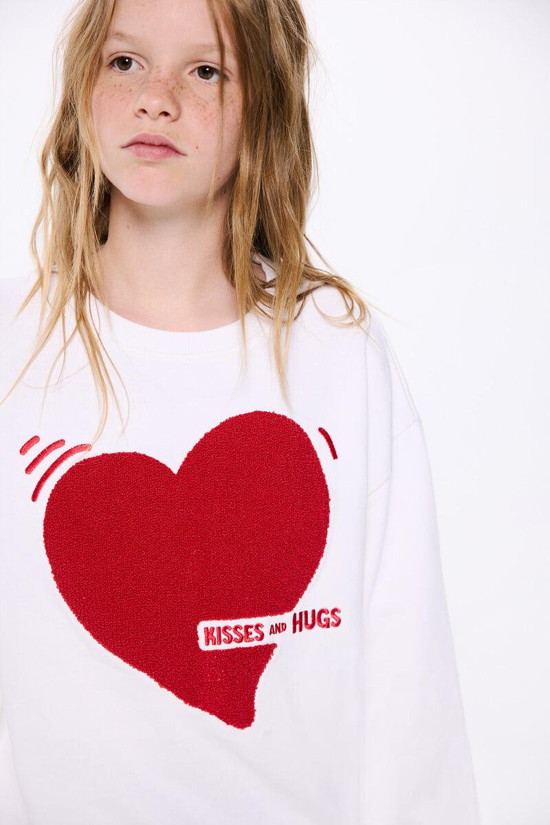 Cortefiel Sudadera corazón flock niña