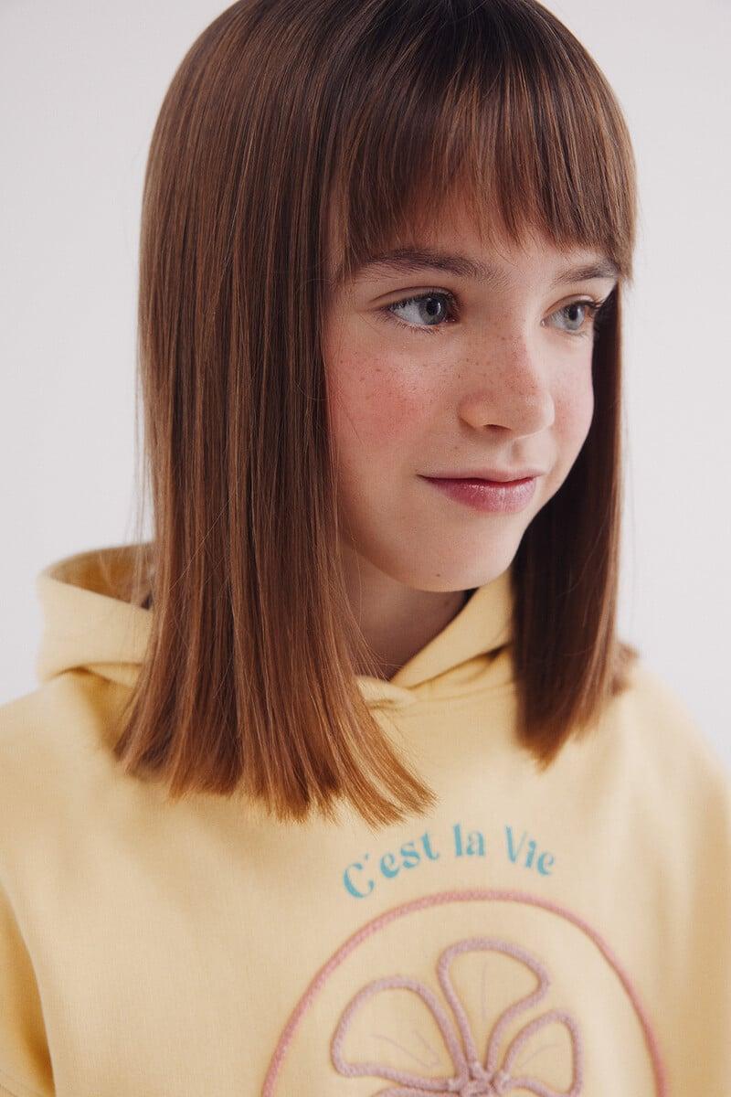 Cortefiel Sudadera Flor Cordón Niña