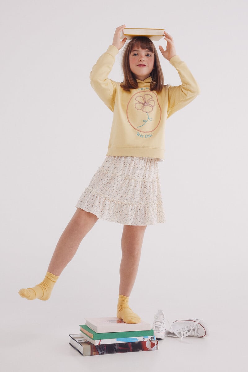 Cortefiel Sudadera Flor Cordón niña