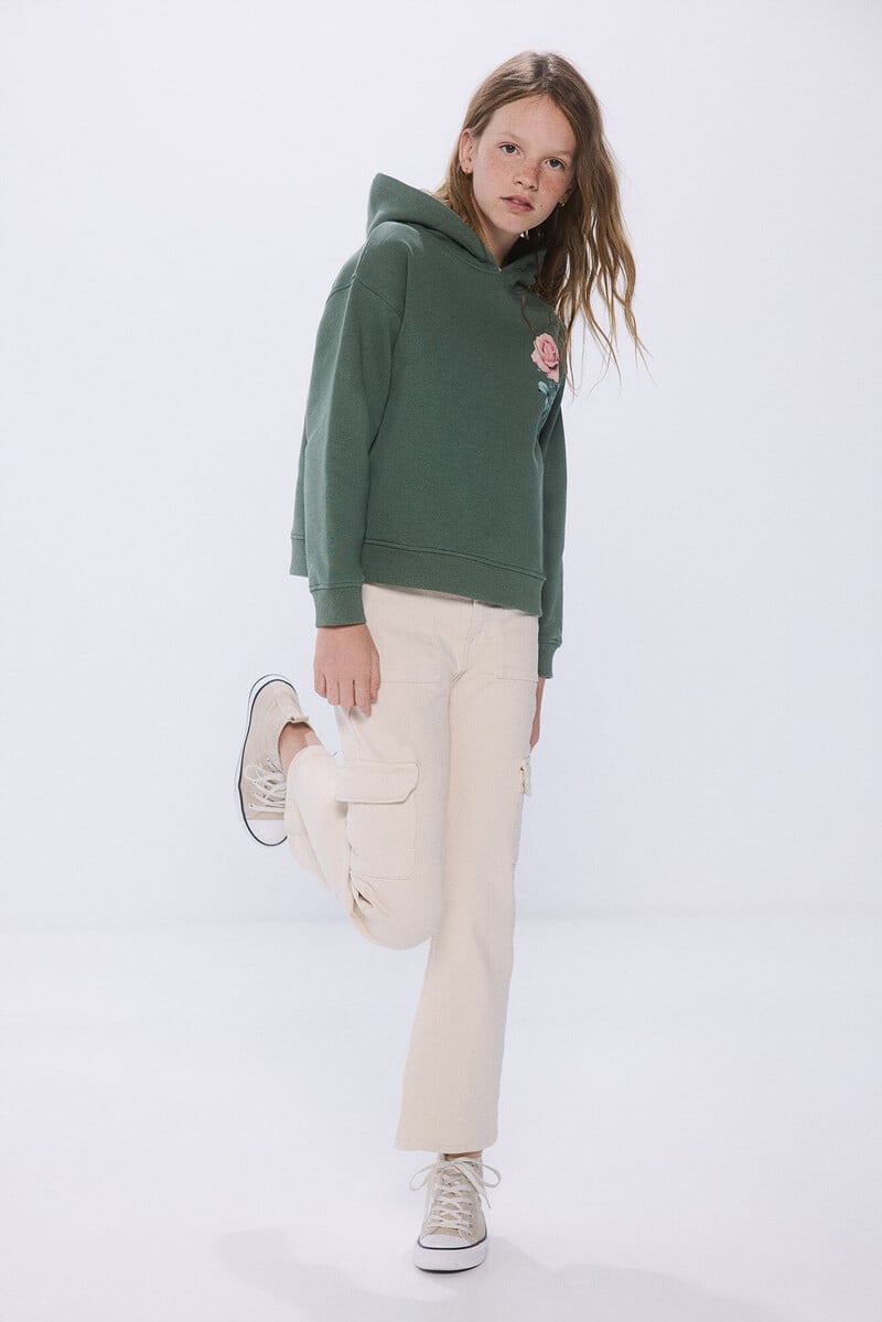 Cortefiel Sudadera Flor Niña