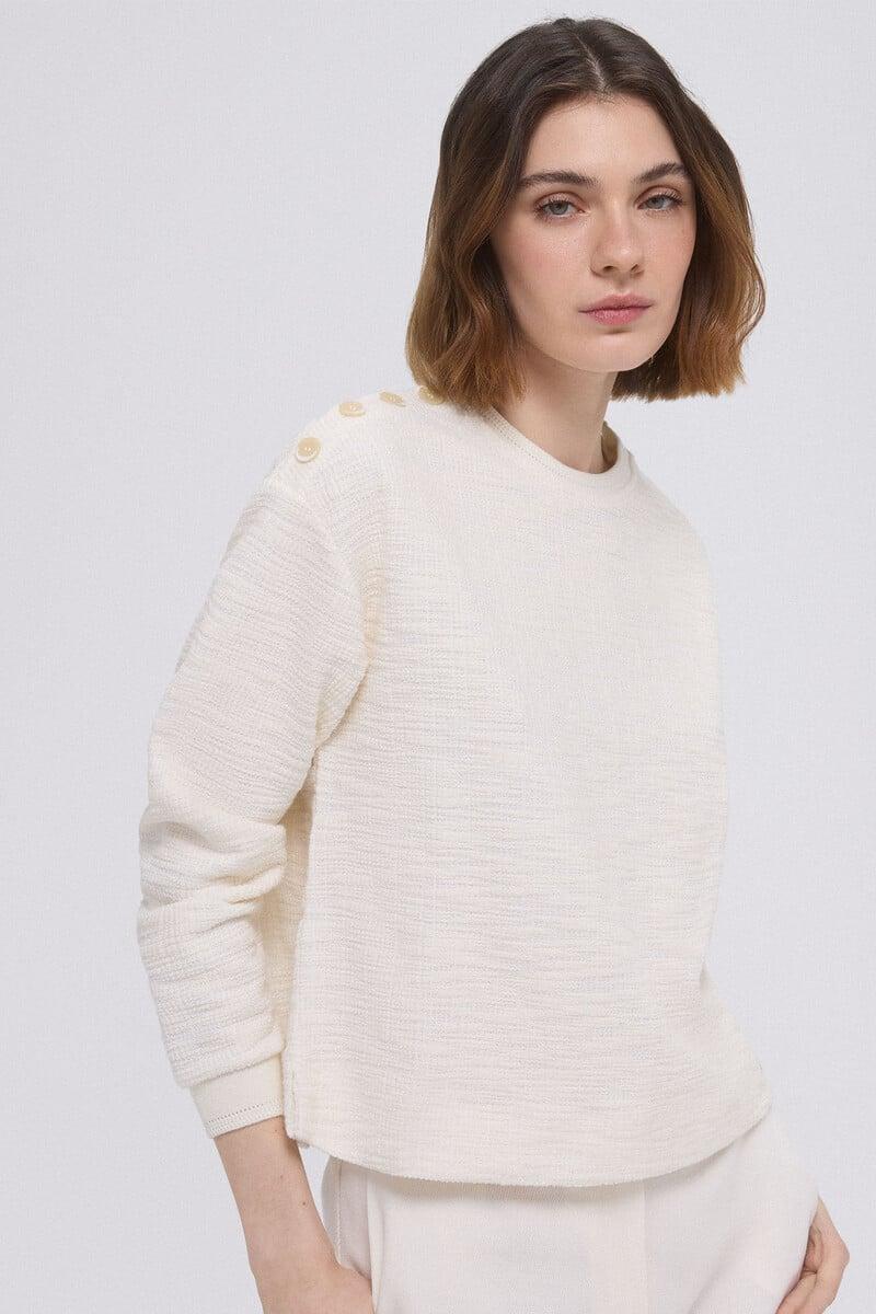 Cortefiel Sudadera Lisa Botones