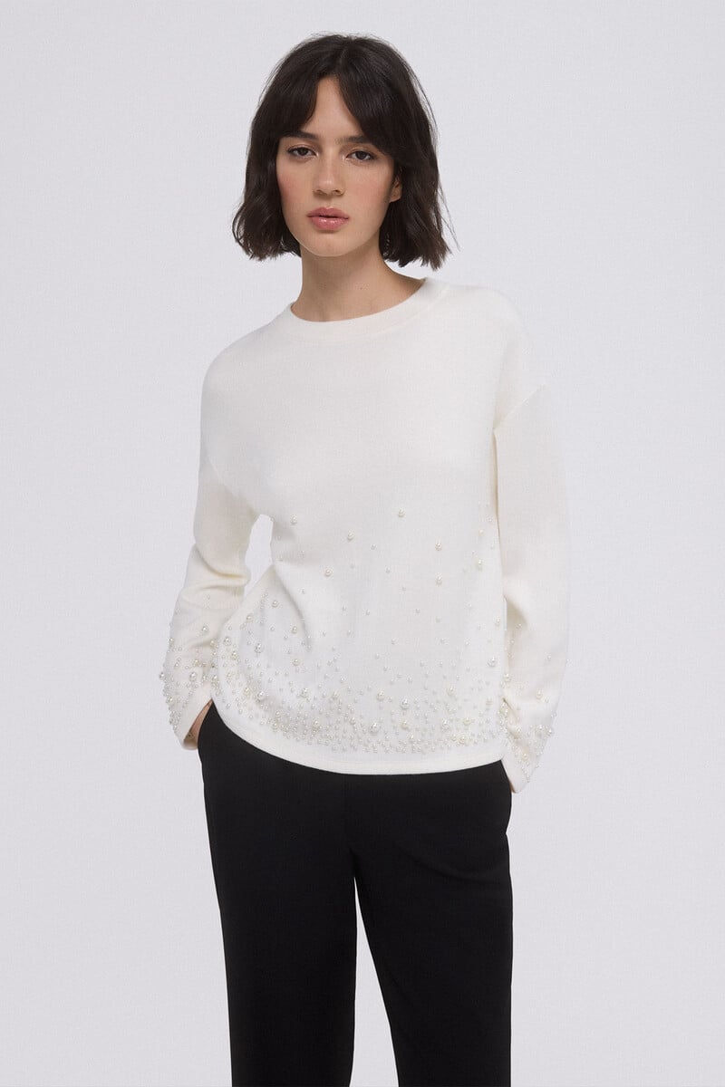 Cortefiel Sudadera Lisa Perlas