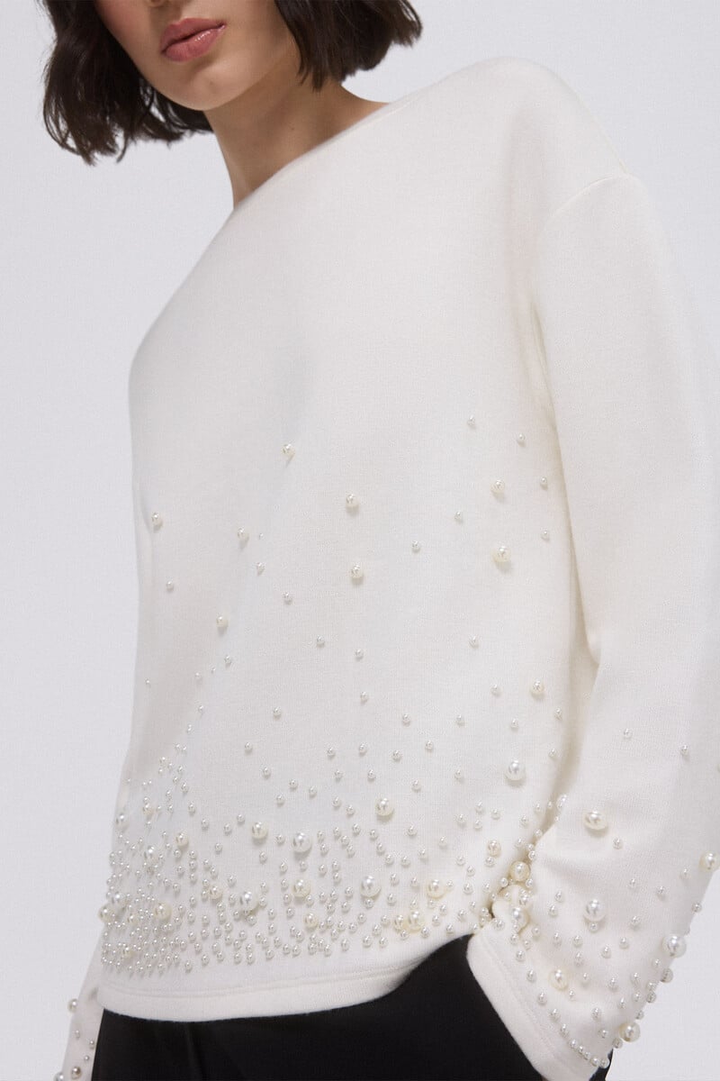 Cortefiel Sudadera Lisa Perlas