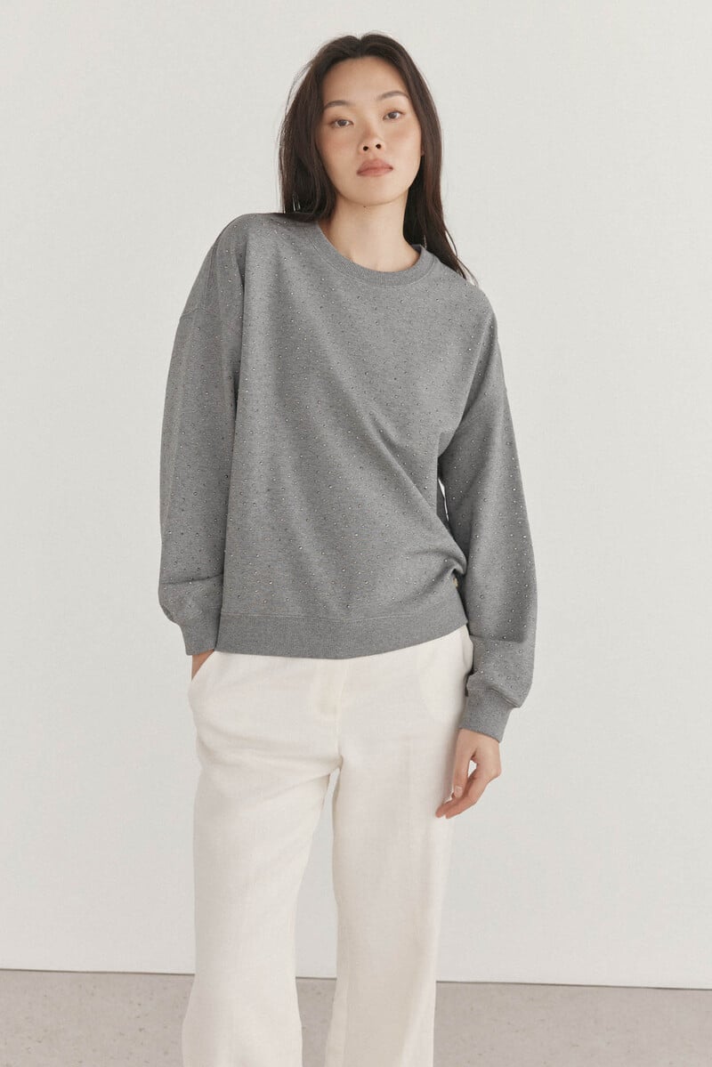 Cortefiel Sudadera Lisa Strass