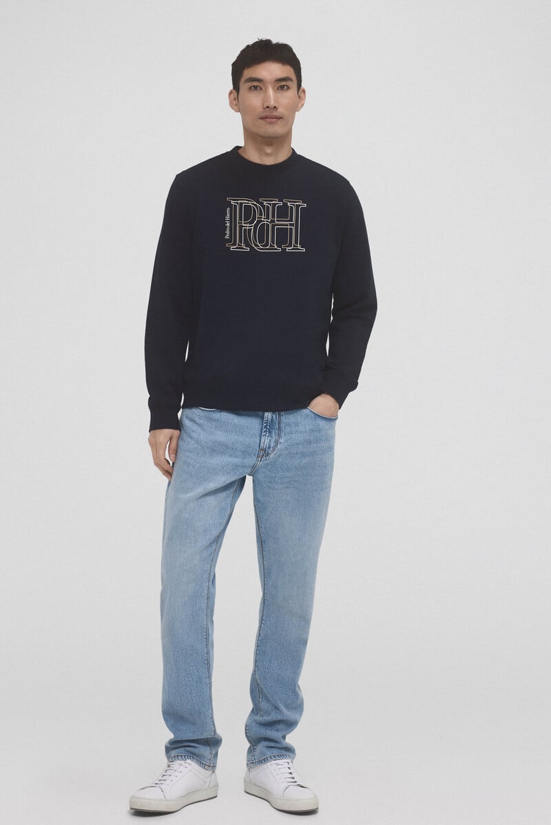 Cortefiel Sudadera logo cuello caja