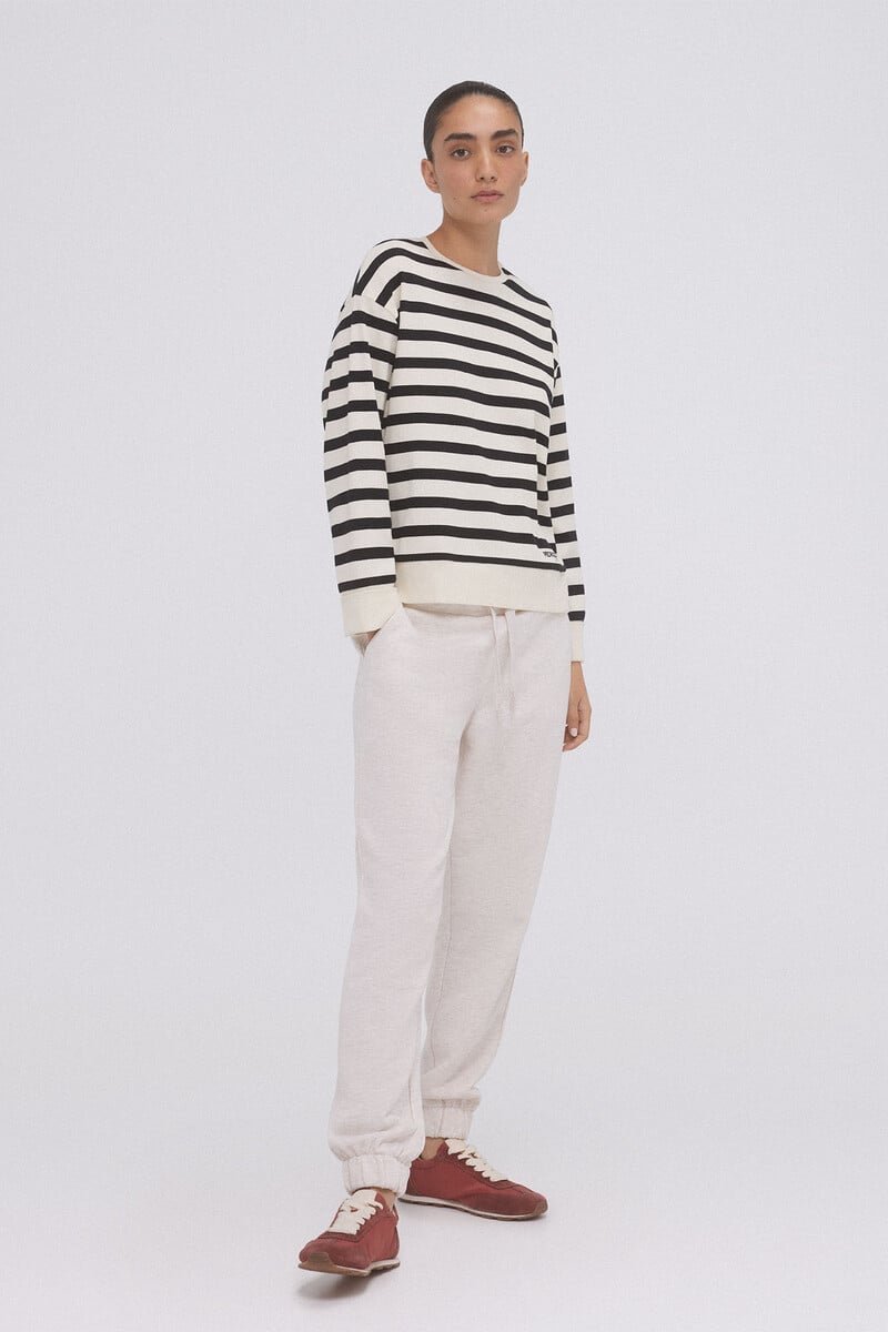 Cortefiel Sudadera rayas con logo