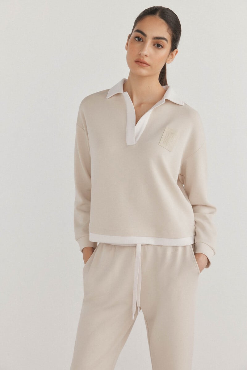 Cortefiel Sudadera Soft Touch Cuello Polo