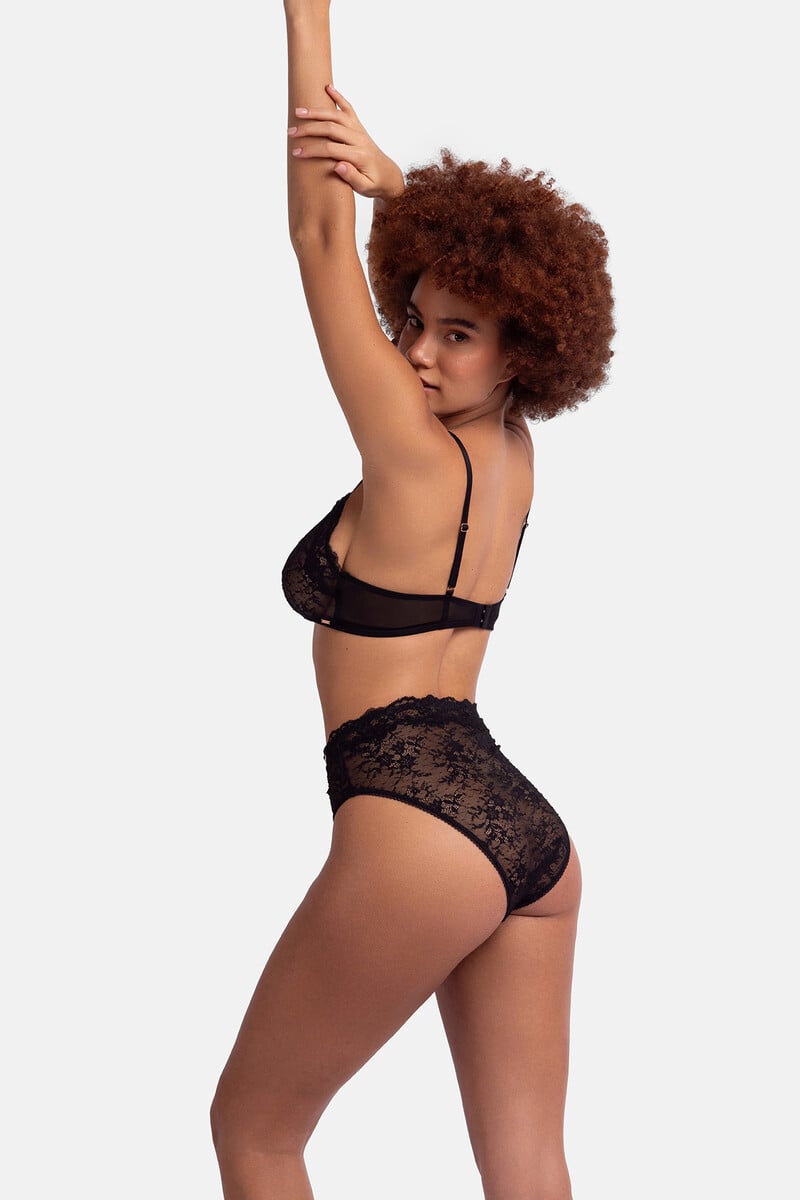 Cortefiel Sujetador Bralette Encaje Negro