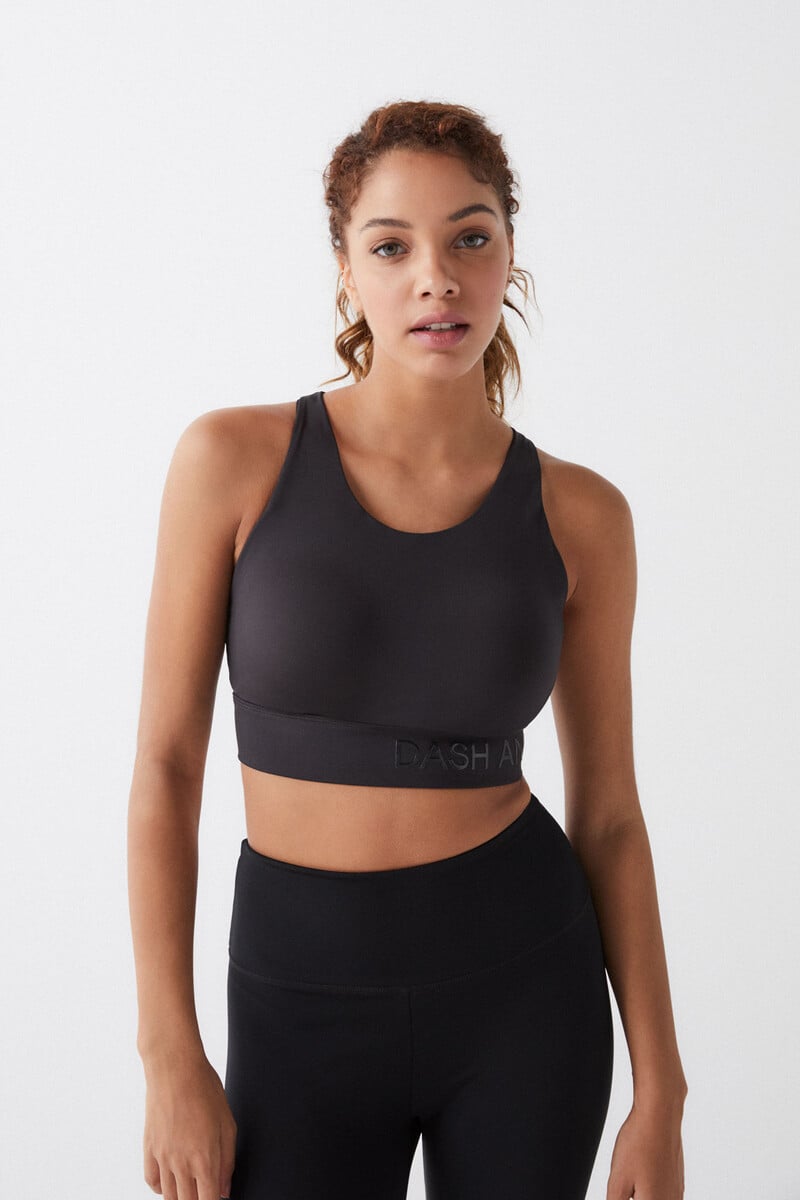 Cortefiel Sujetador Deportivo Negro 4D Stretch