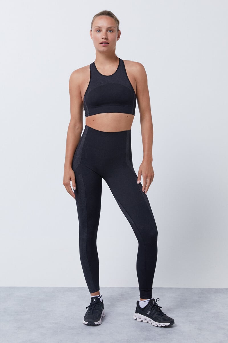 Cortefiel Sujetador Deportivo Negro Seamless Fit