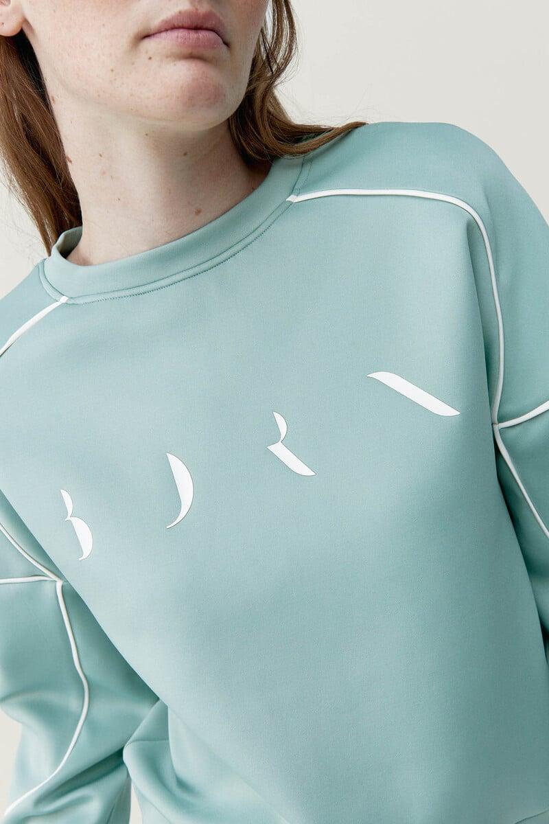 Cortefiel Sweatshirt Agda Jade Grey/ Off White