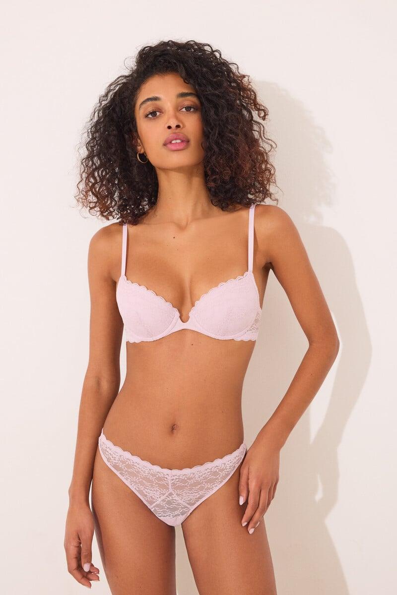 Cortefiel Tanga Encaje Rosa