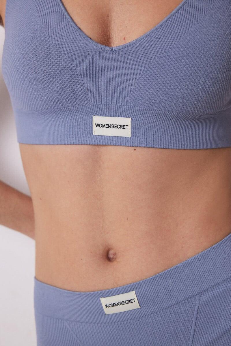 Cortefiel Top Canalé Azul Seamless