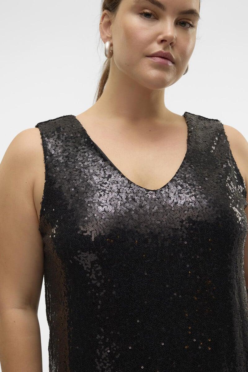 Cortefiel Top Con Lentejuelas Talla Grande