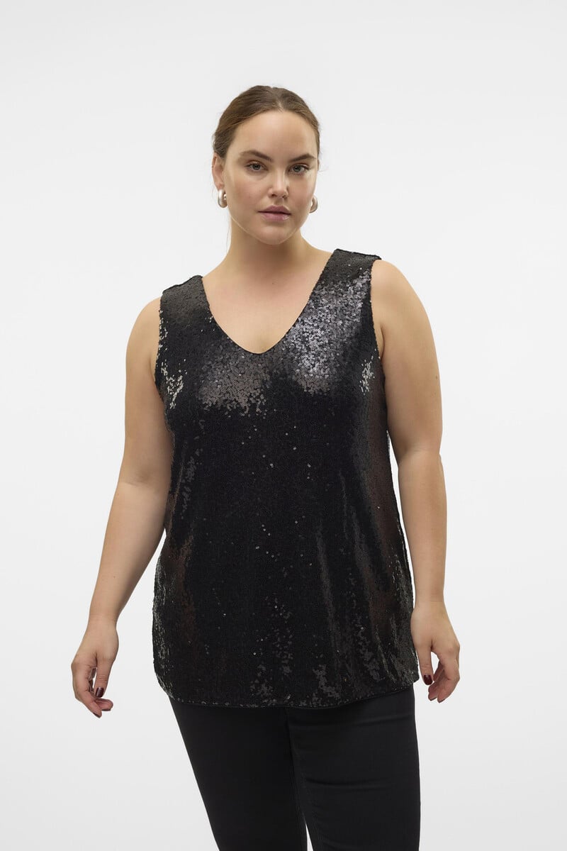 Cortefiel Top Con Lentejuelas Talla Grande