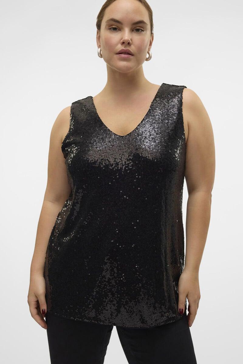 Cortefiel Top con lentejuelas talla grande