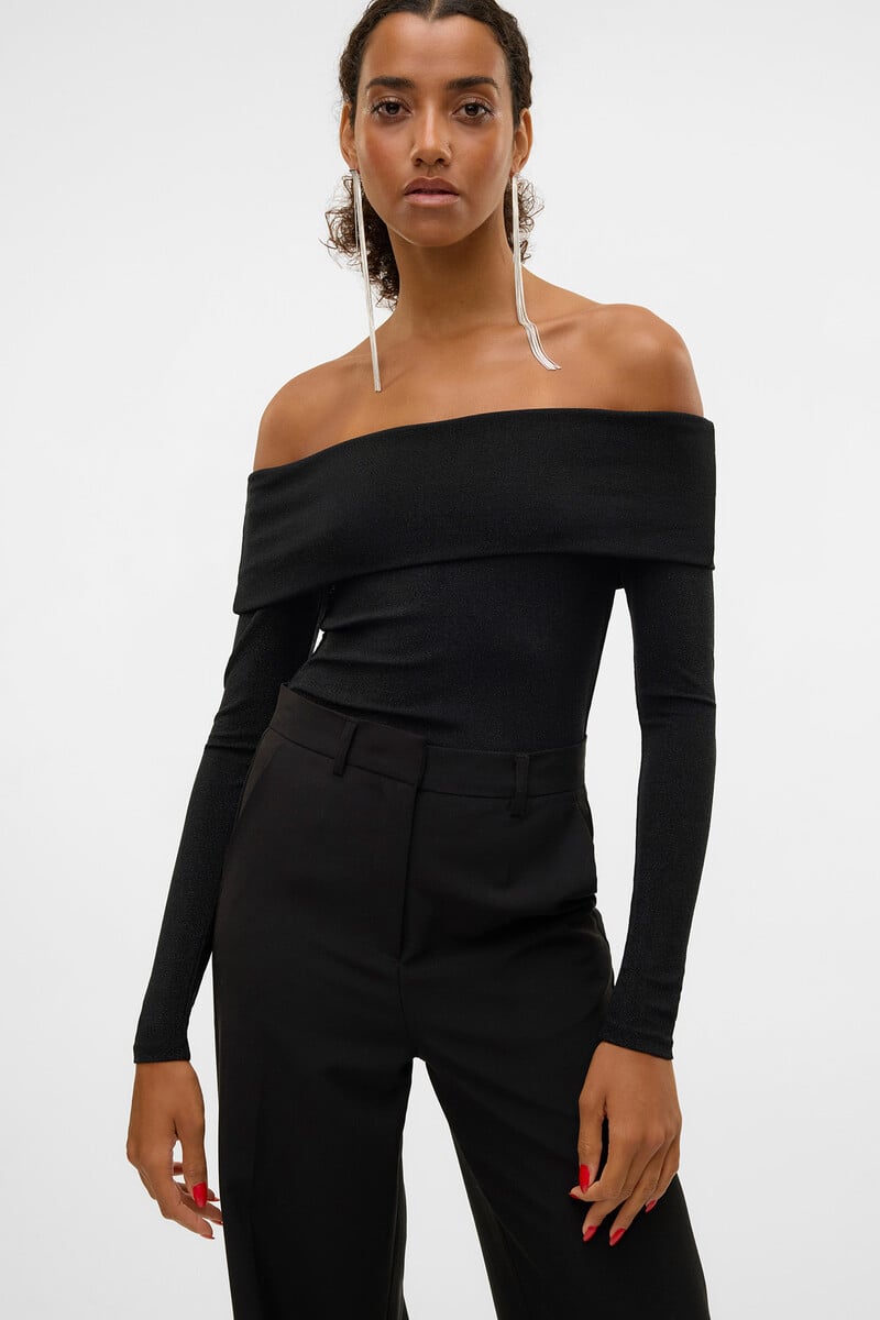 Cortefiel Top Cuello Bardot Lurex
