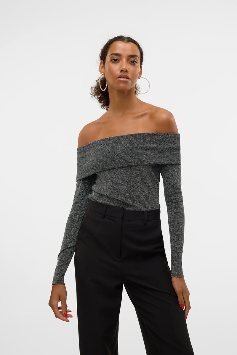 Cortefiel Top Cuello Bardot Lurex