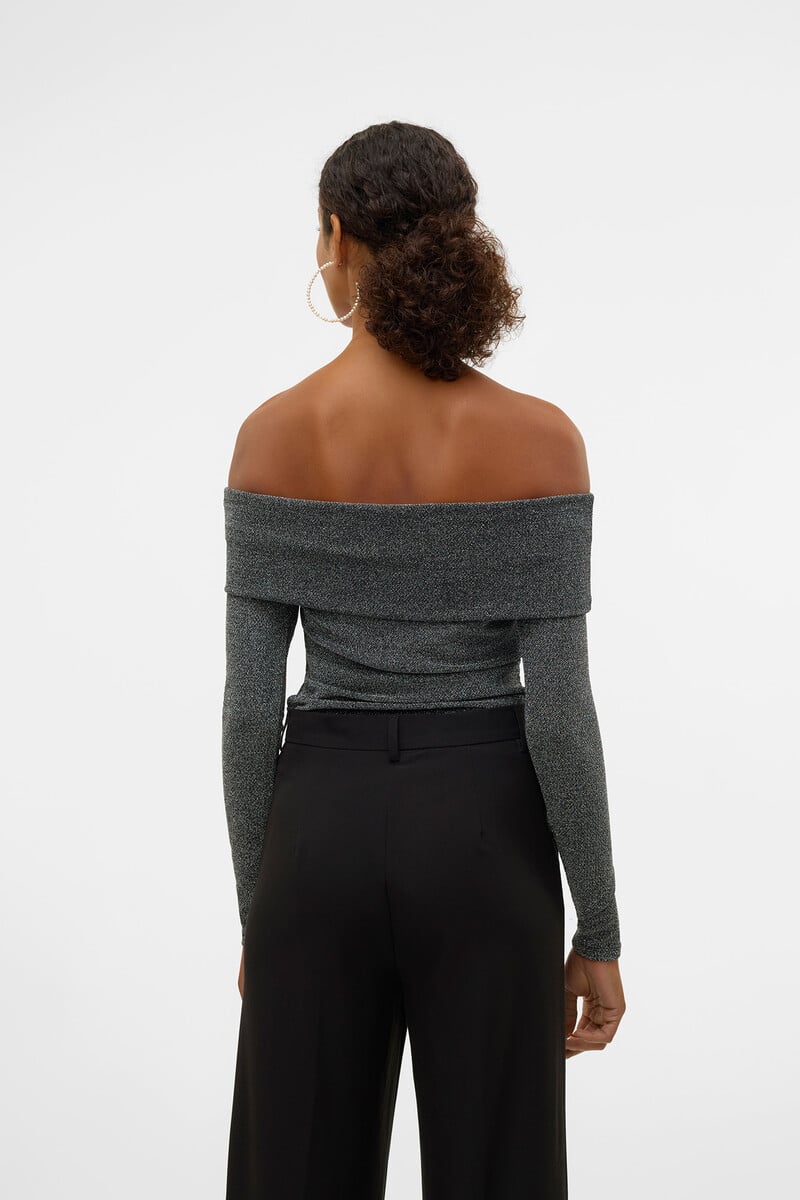 Cortefiel Top Cuello Bardot Lurex