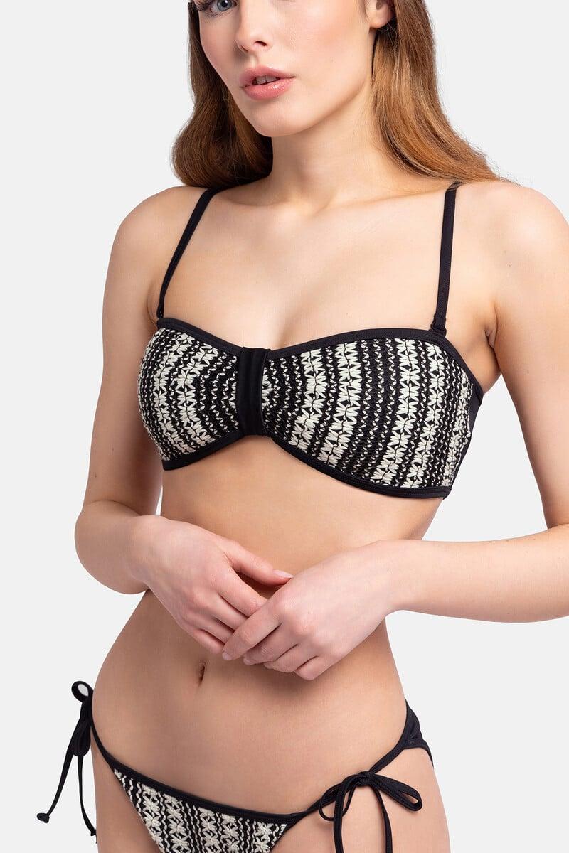 Cortefiel Top De Bikini Bandeau Crochet Negro