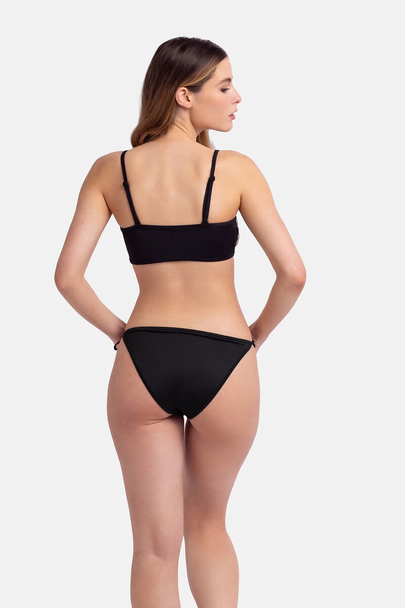 Cortefiel Top De Bikini Bandeau Crochet Negro