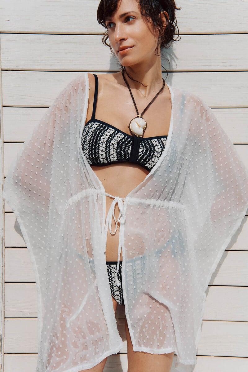 Cortefiel Top De Bikini Bandeau Crochet Negro