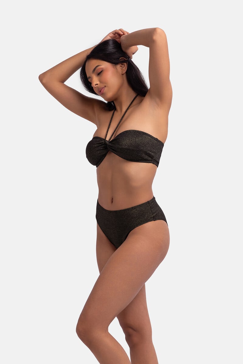 Cortefiel Top De Bikini Bandeau Lúrex Negro