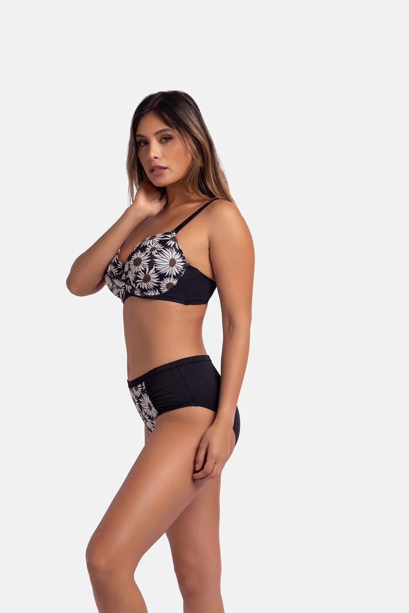 Cortefiel Top de bikini estampado negro