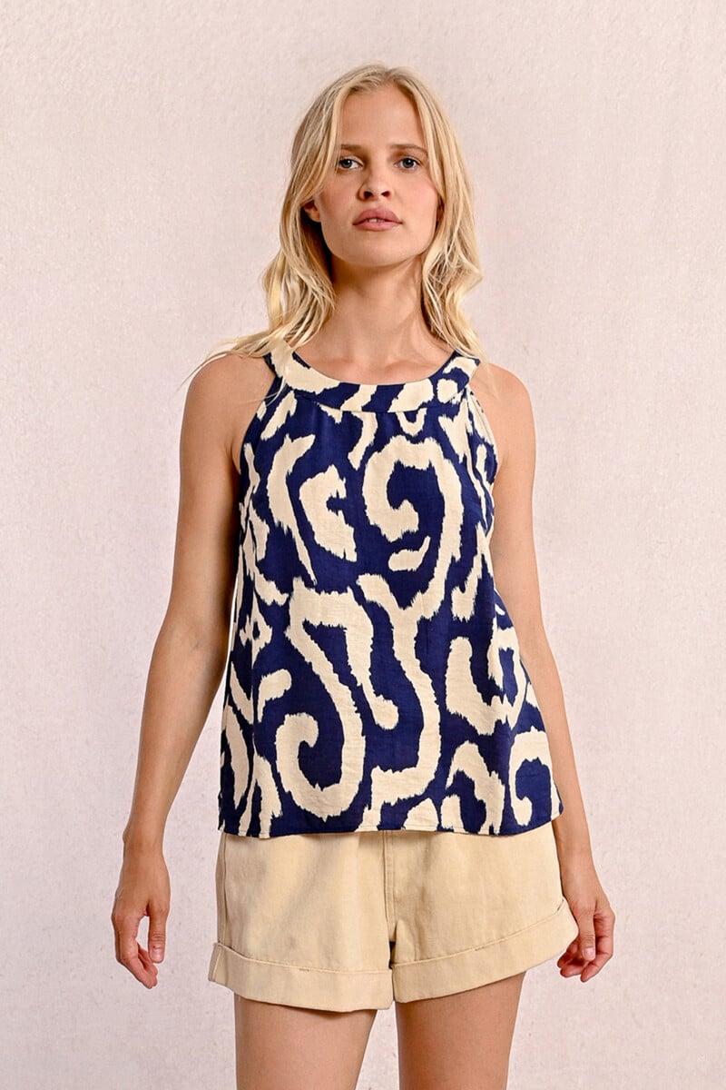 Cortefiel Top De Cuello Halter Con Estampado