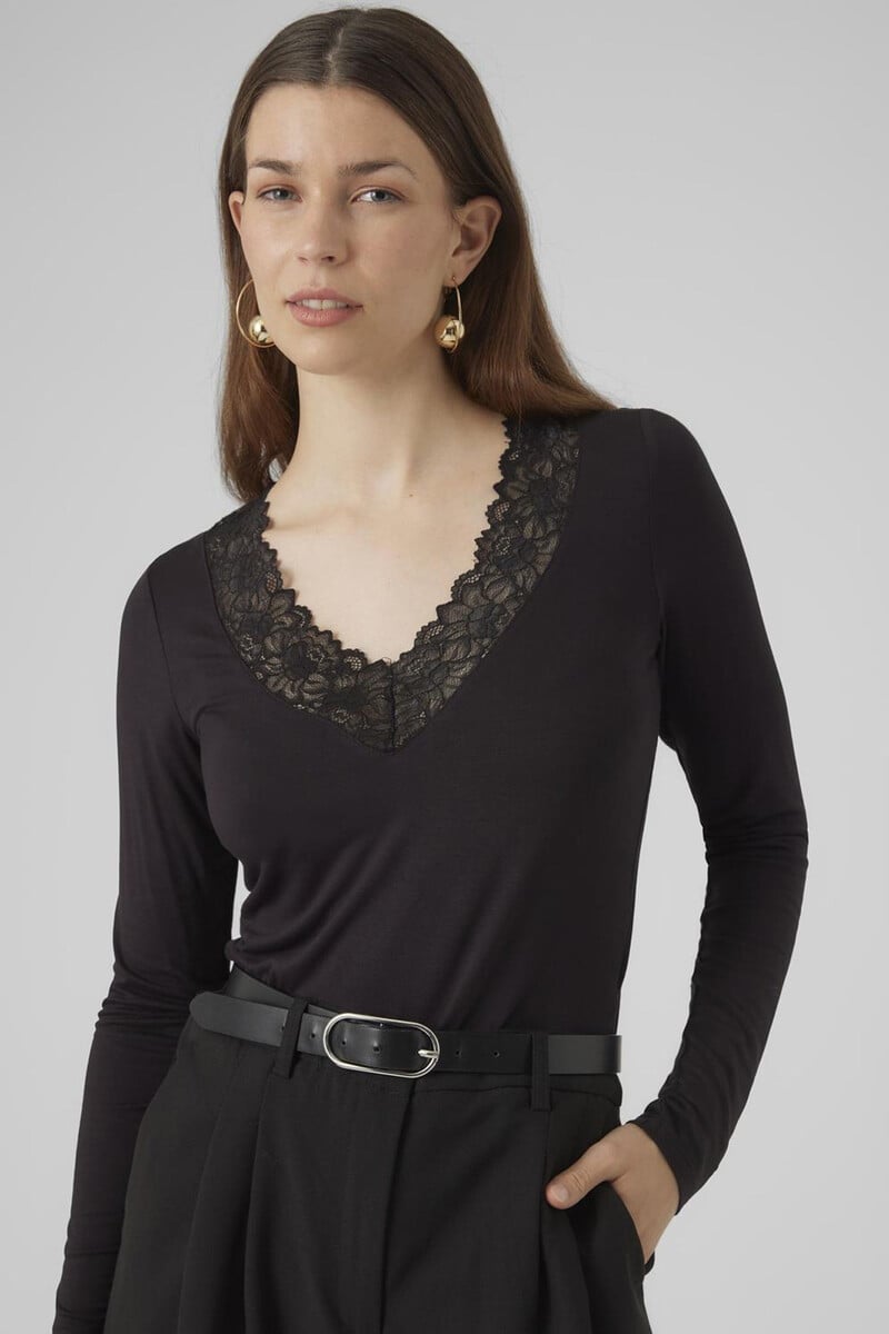 Cortefiel Top de manga larga y cuello pico