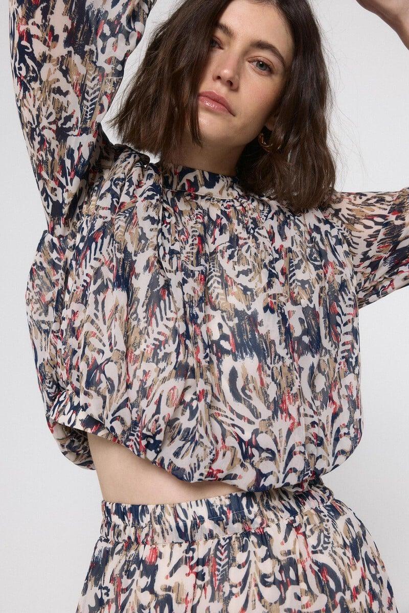 Cortefiel Top Estampado De Manga Larga