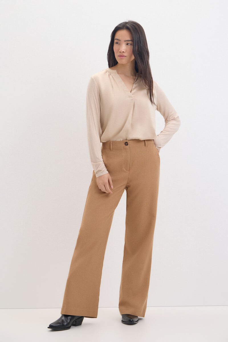 Cortefiel Top Fluido Con Cuello Mao
