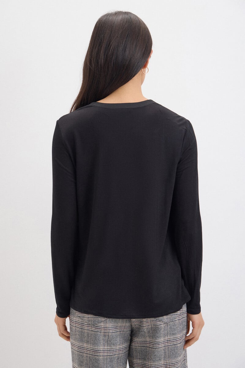 Cortefiel Top Fluido Con Cuello Mao