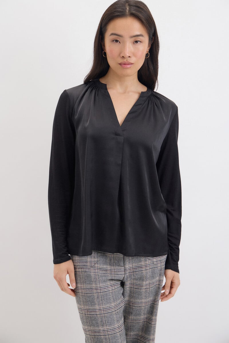 Cortefiel Top fluido con cuello mao
