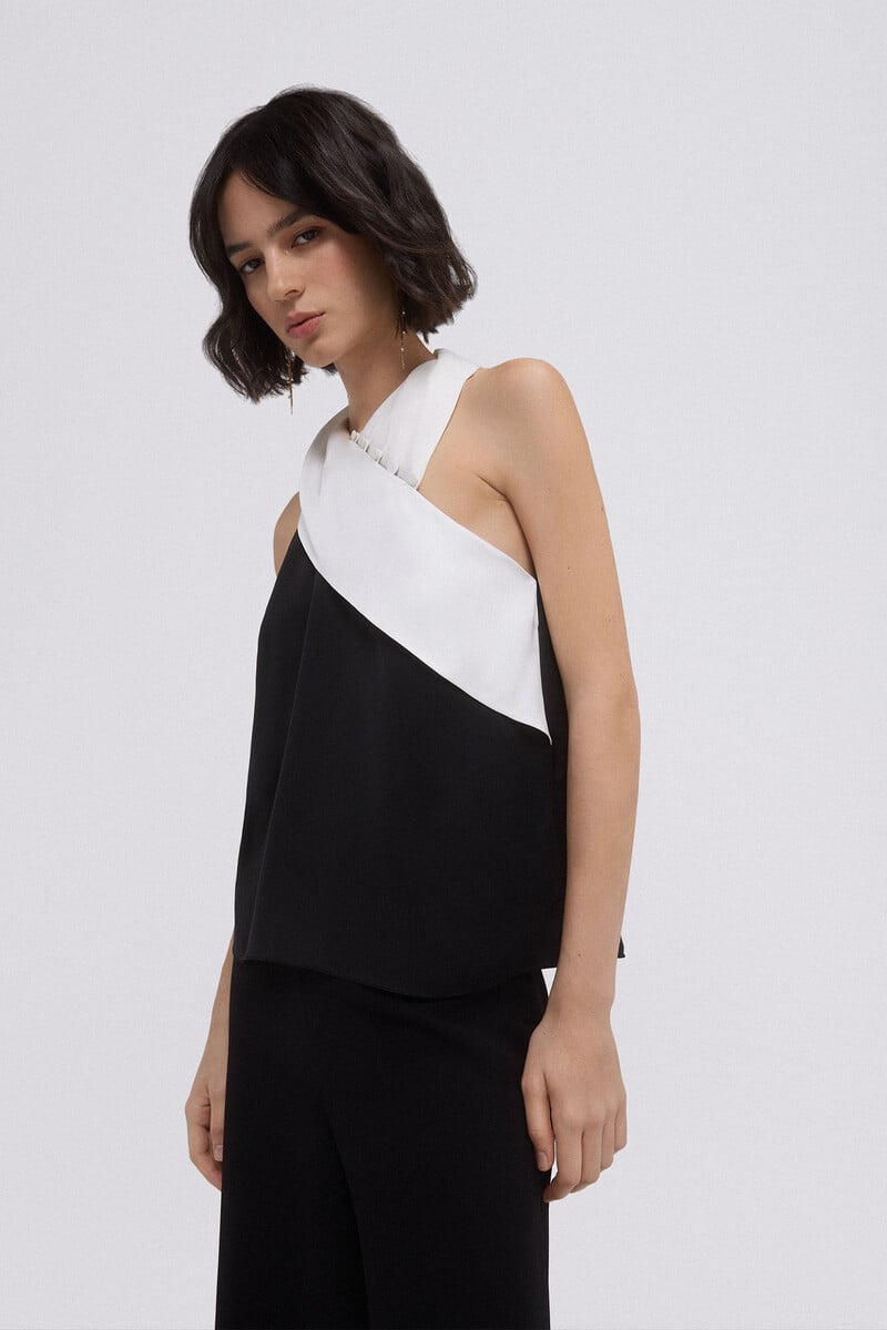 Cortefiel Top Halter Bicolor