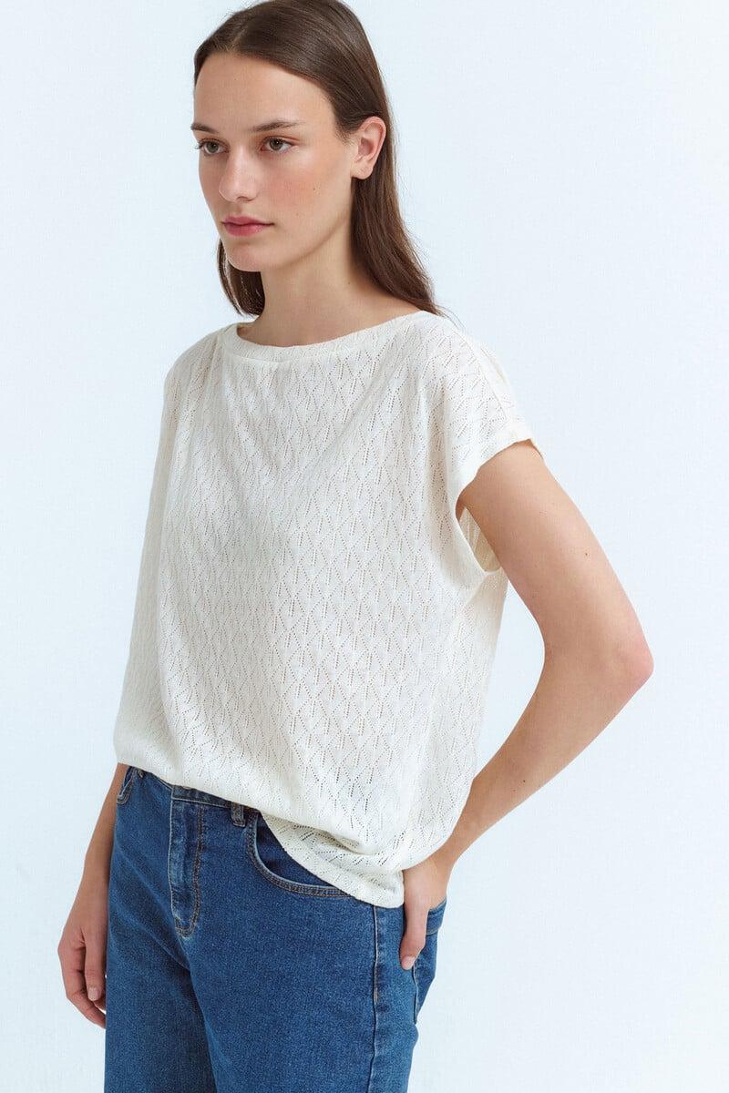 Cortefiel Top Manga Corta Punto Pointelle