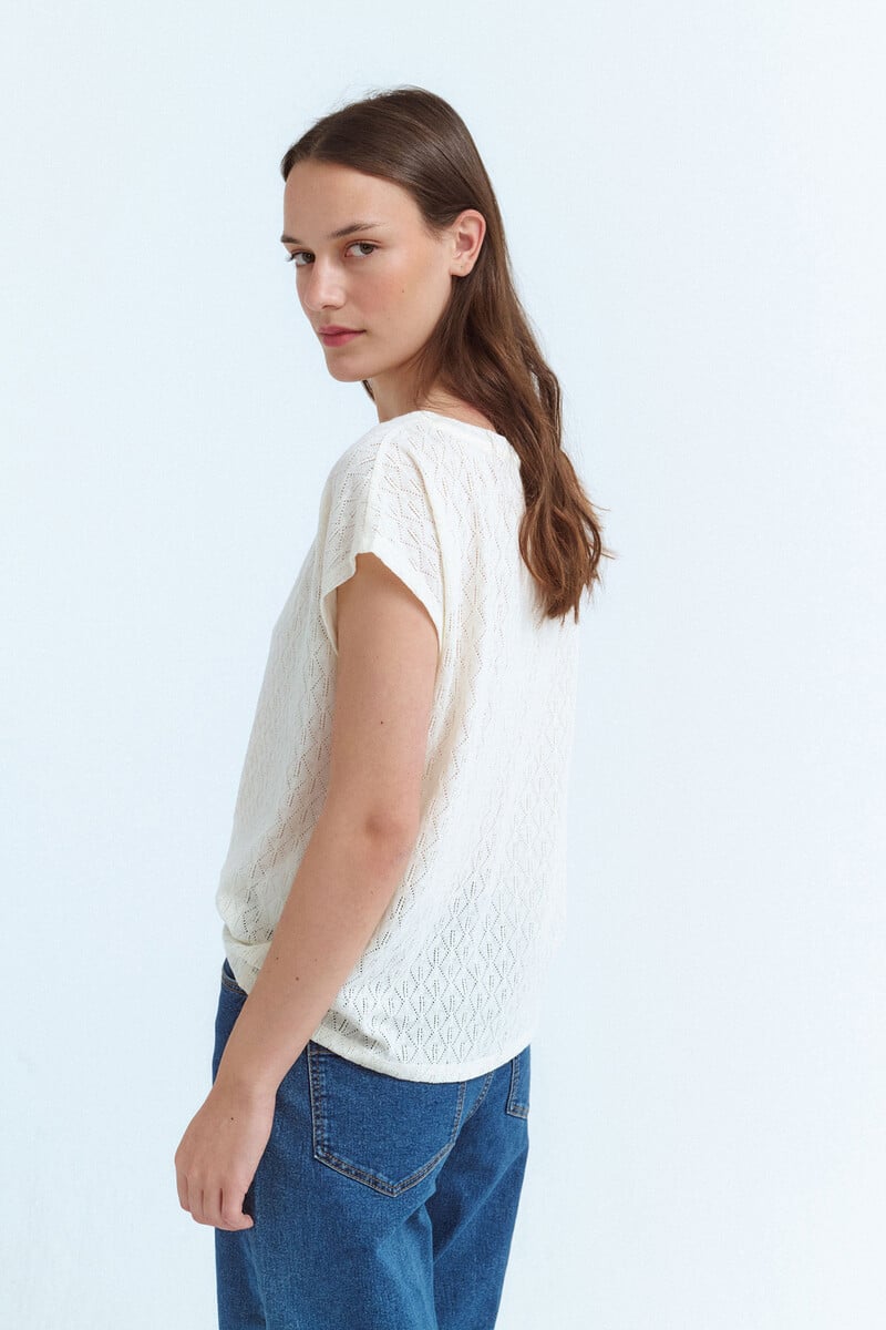 Cortefiel Top Manga Corta Punto Pointelle