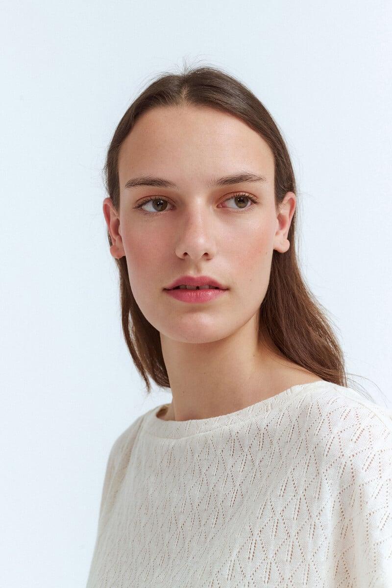 Cortefiel Top Manga Corta Punto Pointelle