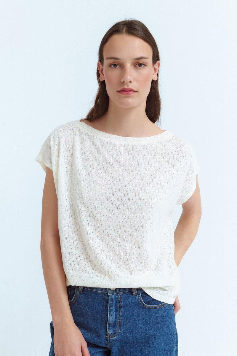 Cortefiel Top manga corta punto pointelle