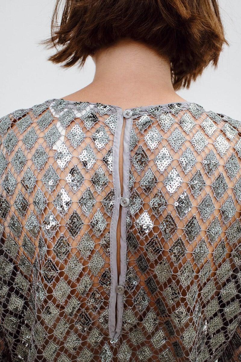 Cortefiel Top Metalizado Crochet