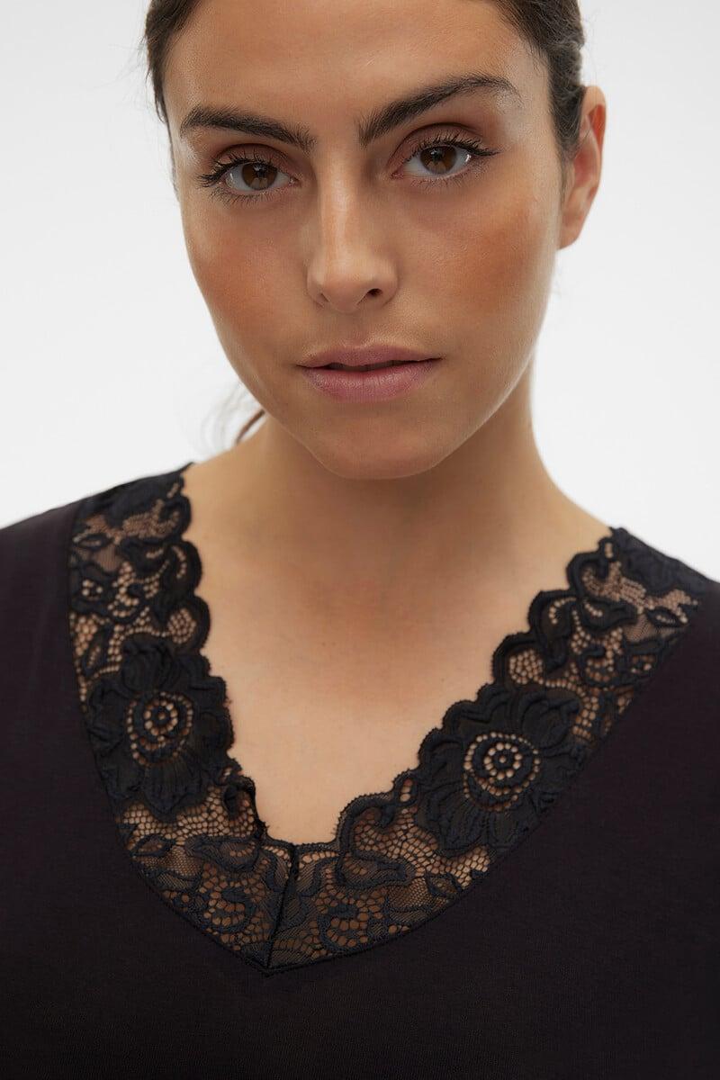 Cortefiel Top Sin Mangas Con Encaje Talla Grande