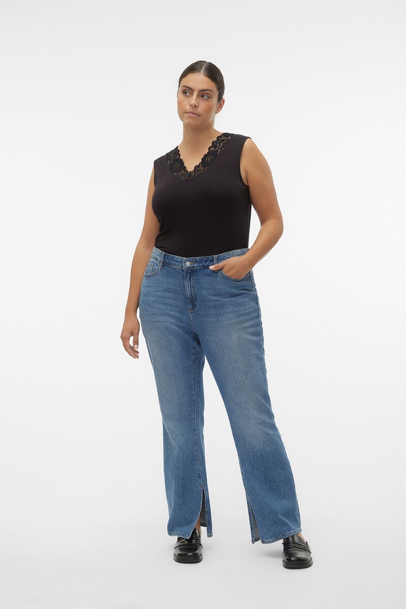 Cortefiel Top Sin Mangas Con Encaje Talla Grande