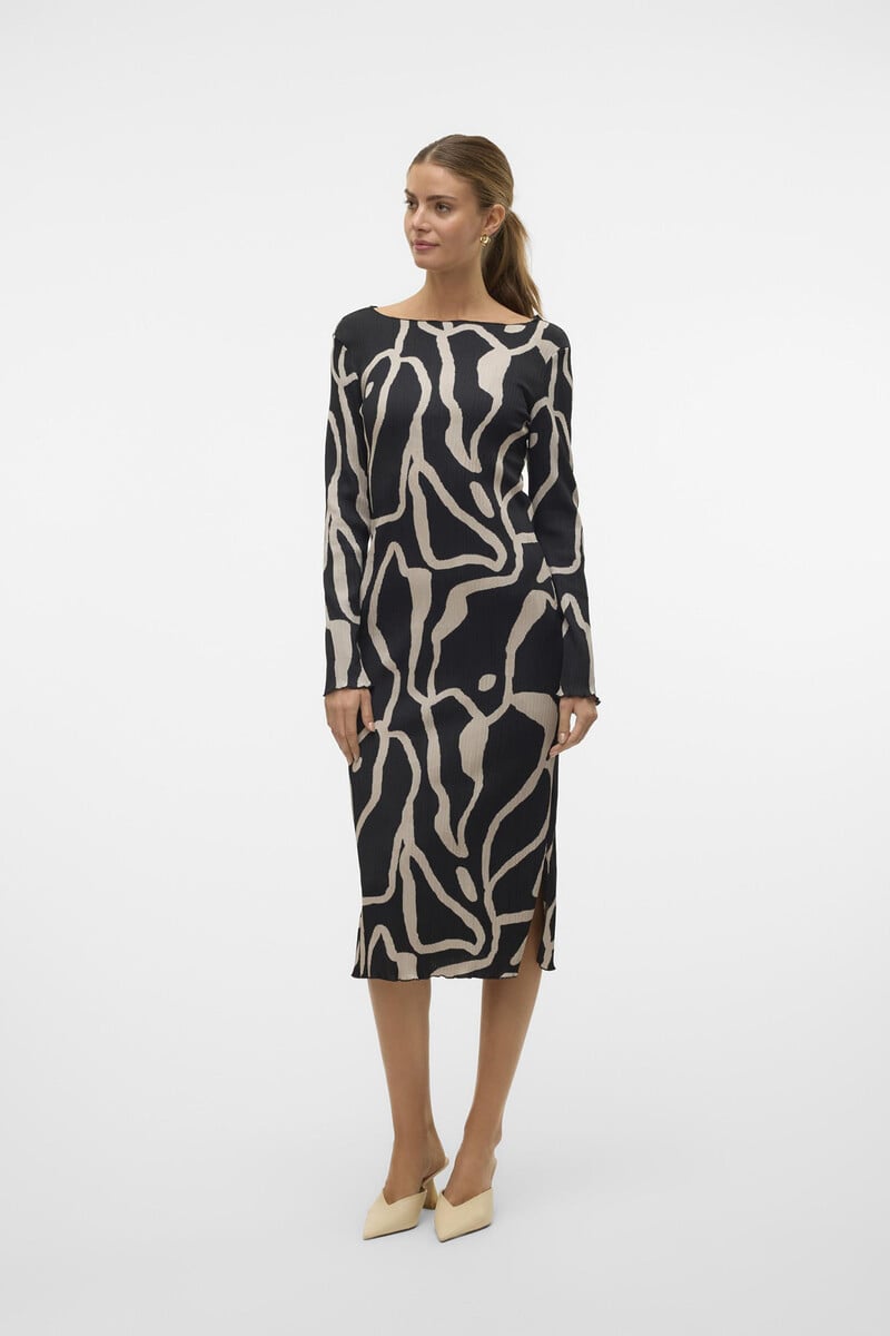 Cortefiel Vestido Ajustado Largo Estampado